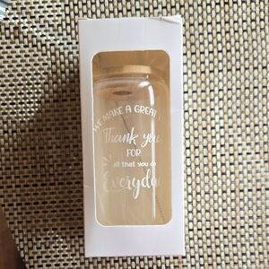 Clear Glass Water Bottle with Wooden Lid And Straw